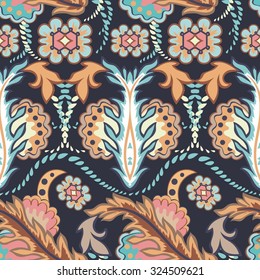 Elegant Hand Drawn vector pattern. Decorative ornament seamless paisley pattern.