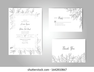 Elegant Hand Drawn Wedding Invitation Cards Template