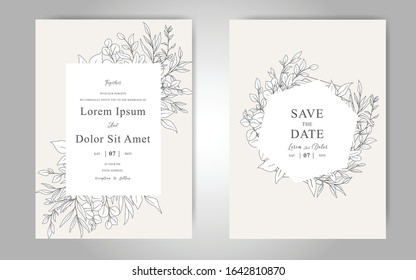 Elegant Hand Drawn Wedding Invitation Cards Template