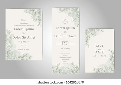 Elegant Hand Drawn Wedding Invitation Cards Template