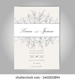 Elegant Hand Drawn Wedding Invitation Cards Template