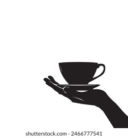 Elegant Hand Holding a Cup: Vector Graphic Illustration