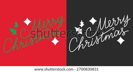 Elegant hand lettering “Merry Christmas” made in vector. Modern calligraphy style with festive and joyful feel, perfect for holiday cards, posters, invitations, gift tags, and seasonal branding. 