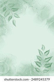 elegant hand painted floral watercolour background design in shades of green
