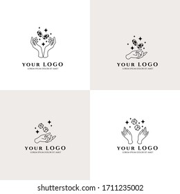 elegant hand poker logo theme editable template