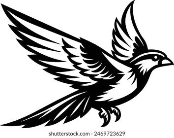 Elegant hand-drawn bird silhouette in vector format. Stunning artwork, perfect for illustrations, designs, and nature-themed projects.