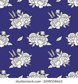 Elegant Hand-Drawn Floral Vector Pattern, Perfect for fabric design.