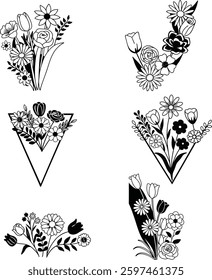 Elegant Hand-Drawn Flowers and Leaves Collection