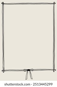 Un elegante marco dibujado a mano con un arco sobre un fondo neutro. Perfecto para invitaciones, tarjetas de felicitación o proyectos de arte, ofreciendo un toque de simplicidad y encanto