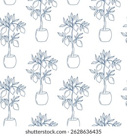 Elegant hand-drawn lemon tree pattern on a light background with a fresh design