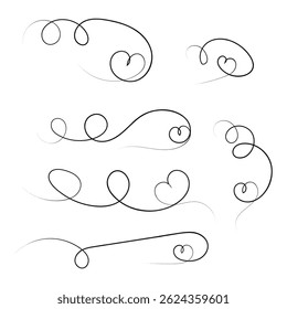 Elegant handdrawn lines with heart set