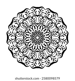 Elegant hand-drawn mandala illustration with intricate details and bohemian artistic style