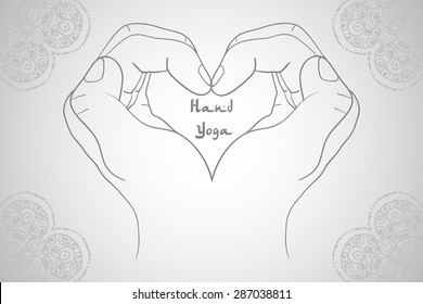 Elegant hand-drawn mudra. Isolated vector illustration mandala. Beautifully detailed, serene. Vintage decorative elements. Indian Hindu motifs,. Tattoo, yoga, spirituality, and textiles.