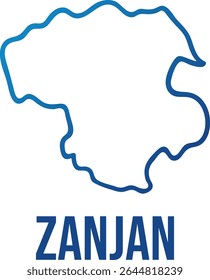 Elegante mapa vetorial desenhado à mão da província de Zanjan no Iran.blue gradient mapa de contorno para publicações de viagens, lições de geografia, traços políticos, ou posts em blogues.

