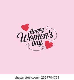 Elegant hand-drawn vector typography design celebrating "Happy Women's Day." The text features flowing, cursive script with decorative flourishes and smooth, artistic lines