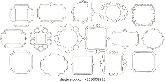 Elegant hand-drawn vintage frames vector set
