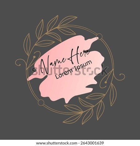 Elegant handmade logo design pink watercolor name here