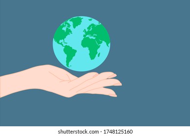 elegant hands are holding the earth. The global connection, empower of  the world. Energy saving, protection environment concept.