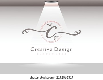 Elegant handwriting letter C logo template