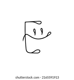 Elegant handwritten letter e and smile isolated on white background. Vector art calligraphy letters. Letter e logo design.
