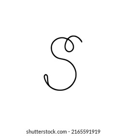 Elegant handwritten letter s isolated on white background. Vector art calligraphy letters. Letter s logo design.