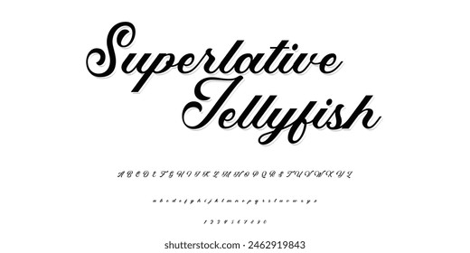 elegant handwritten minimal modern urban fonts for logo, brand etc. yypography typeface uppercase lowercase and number. vector illustration. retro