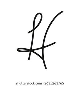 Elegant Handwritten Monogram Letter H Stylish Script Initial Design