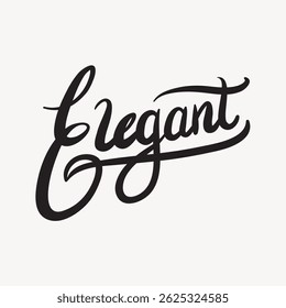 Elegantes handgeschriebenes Skript in Schwarz auf weißem Hintergrund. Stilvolles und elegantes Design, das elegante Typografie mit eleganten, fließenden Kurven zeigt. Typografie-Design-Vektor.