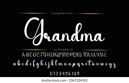 Elegant Handwritten Script Font design vector. Calligraphy Lettering typeface letters Uppercase Lowercase
