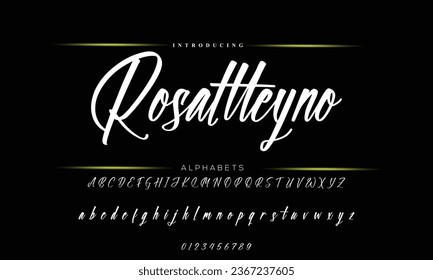 Elegant Handwritten Script Font design vector. Calligraphy Lettering typeface letters Uppercase Lowercase