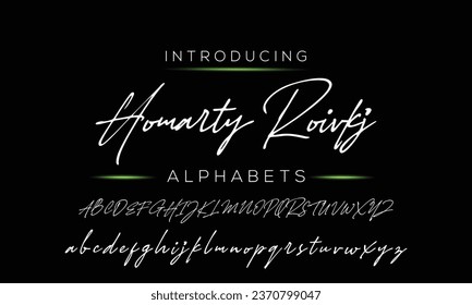 Elegant Handwritten Script Font design vector. Calligraphy Lettering typeface letters Uppercase Lowercase