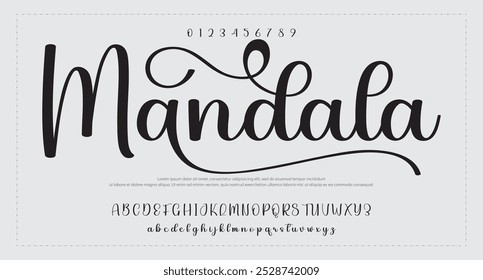 Elegante Vector de diseño de fuente de script manuscrito. Letras de caligrafía Letras tipográficas Mayúsculas Minúsculas