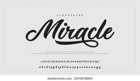 Elegant Handwritten Script Font design vector. Calligraphy Lettering typeface letters Uppercase Lowercase