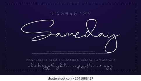 Vetor de design de fonte de script manuscrito elegante. Caligrafia Letras maiúsculas e minúsculas de face de tipo