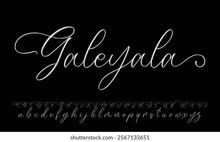 Elegant Handwritten Script Font design vector. Calligraphy Lettering typeface letters Uppercase Lowercase