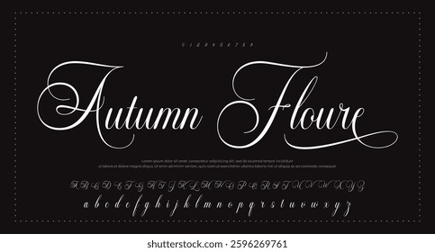 Elegant Handwritten Script Font design vector. Calligraphy Lettering typeface letters Uppercase Lowercase