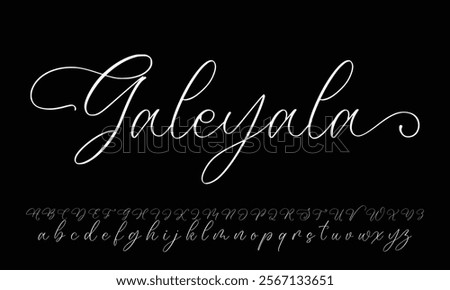 Elegant Handwritten Script Font design vector. Calligraphy Lettering typeface letters Uppercase Lowercase