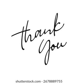 Elegant Handwritten Script Thank You Text on Clean White Background