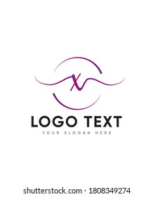 An elegant handwritten touch type X logo template, Vector logo for business and company identity 