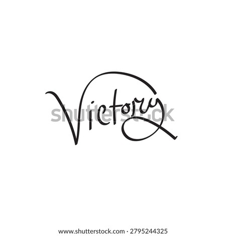 Elegant Handwritten Victory Typography Isolated on White