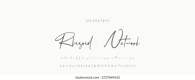 Elegante guion de bienvenida escrito a mano en negro sobre fondo blanco