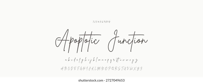 Elegante manuscrito roteiro de boas-vindas em preto sobre fundo branco