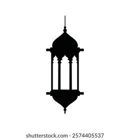 Elegant Hanging Lantern Design Islamic Art Illustration