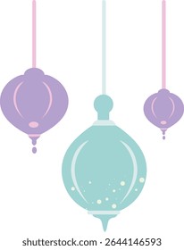 Elegant hanging lanterns in soft colors for Ramadan celebration, symbolizing Islamic decoration, spiritual light, festive atmosphere, perfect for greeting cards and invitations.