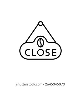 Elegant Hanging Sign Indicating Closure With Coffee Bean Icon Design