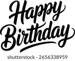 Elegant Happy Birthday Script Lettering for Celebratory Greeting Design
