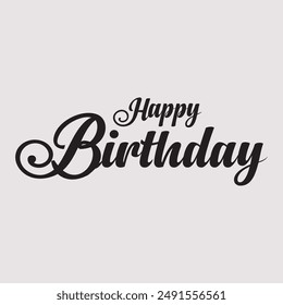 Elegant "Happy Birthday" text design in a stylish, decorative font, perfect for celebrating and sending joyful birthday wishes.