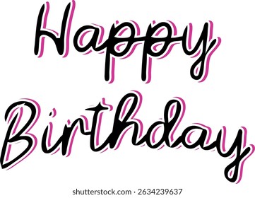Elegant happy birthday typography with stylish calligraphy, perfect for greeting cards, social media posts, and event invitations, capturing a festive and celebratory feel