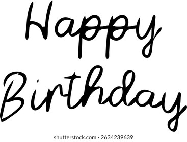Elegant happy birthday typography with stylish calligraphy, perfect for greeting cards, social media posts, and event invitations, capturing a festive and celebratory feel