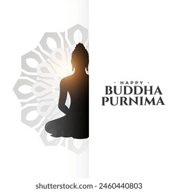 elegant happy buddha purnima religious background design vector